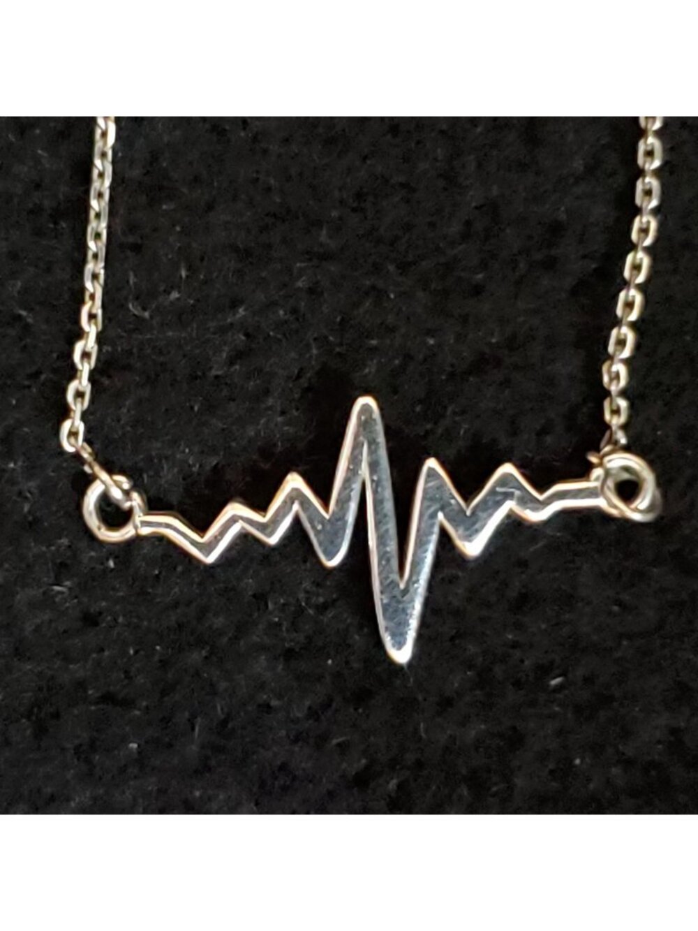 Sterling Silver Heartbeat Necklace EKG 16.5-18.5"
